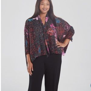 Natori Leopard Orchid Tie-Neck Caftan Top Size Small/Medium